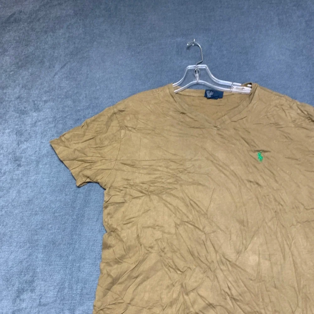 Polo By Ralph Lauren T Shirt Mens Medium Olive Green V Neck Summer Casual Tee